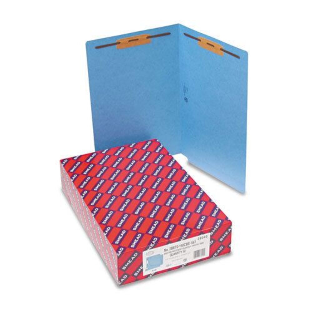 Smead Two-Inch Capacity Fastener Folders Straight Tab Legal Blue 50/Box 28040